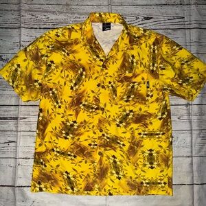 Vtg 90s No Fear Shirt Mens Large Tribal Yellow Hawaiian
